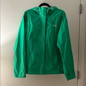 North Face light green rain jacket with hood